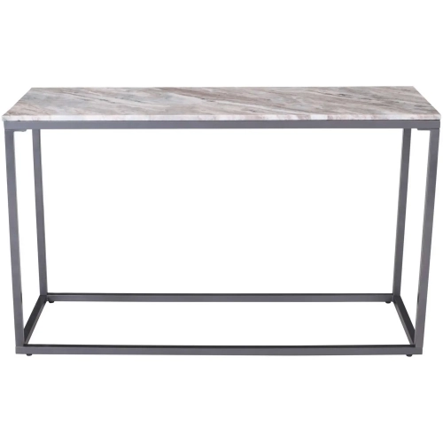Wynn 50" Sofa Console Table in Solid Grey Marble & Iron